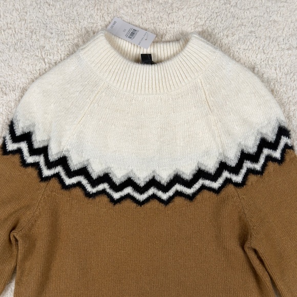 Anne Taylor | Women's Fair Isle Mock Neck Sweater | Tan/Cream | Size XS | NWT! - Picture 3 of 7